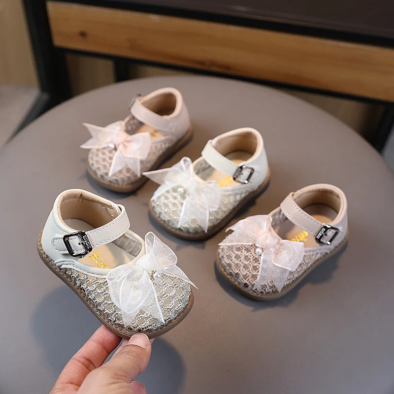 Princess Girls Sandals 2026 New Summer Anti Slip Soft Bottom Cute Bowknot Breathable Children's Shoes Baby Toddler Beach Sandals