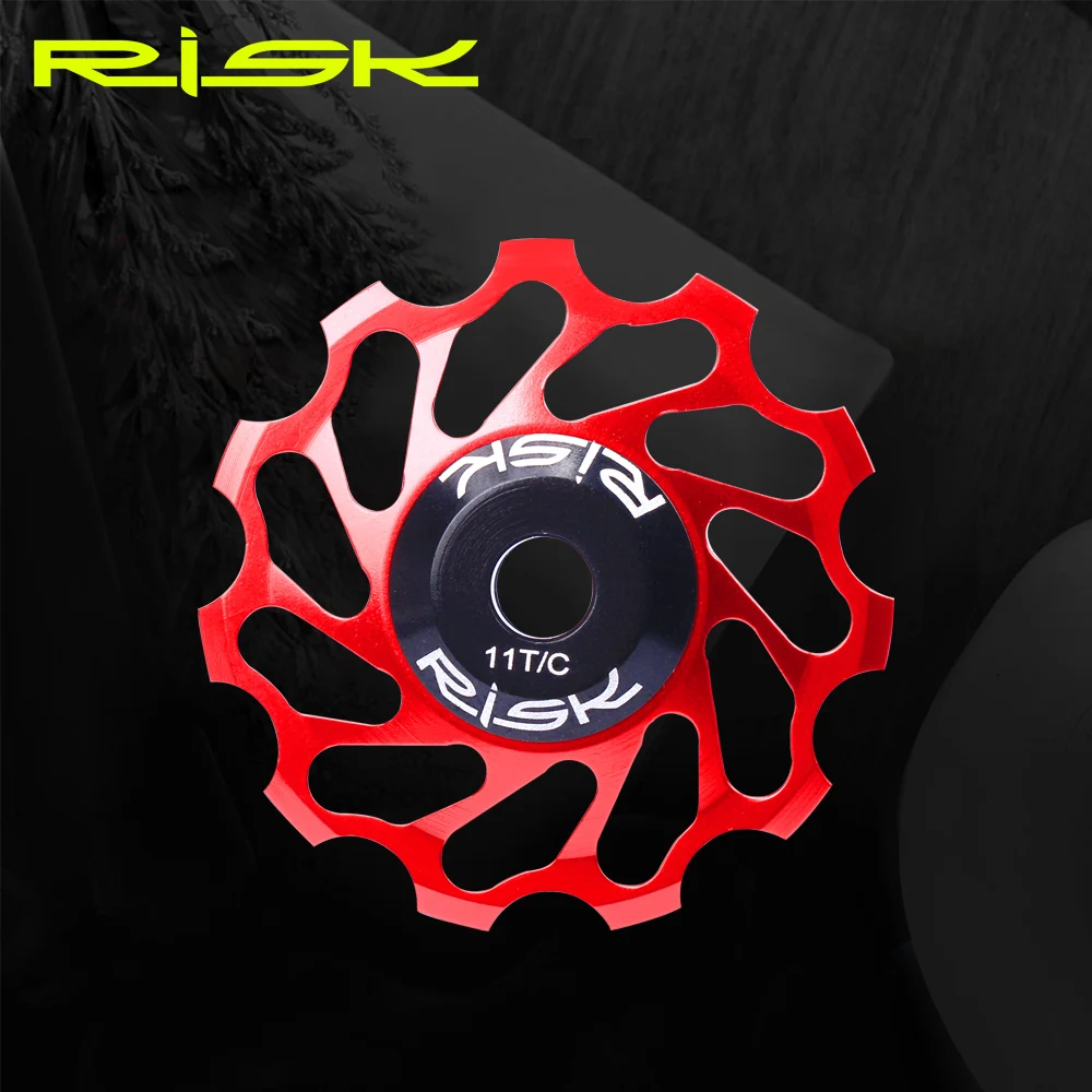 RISK 11T MTB Bicycle Rear Derailleur Jockey Wheel  Ceramic Bearing Pulley AL7075 CNC Road Bike Guide Roller Idler 4mm 5mm 6mm