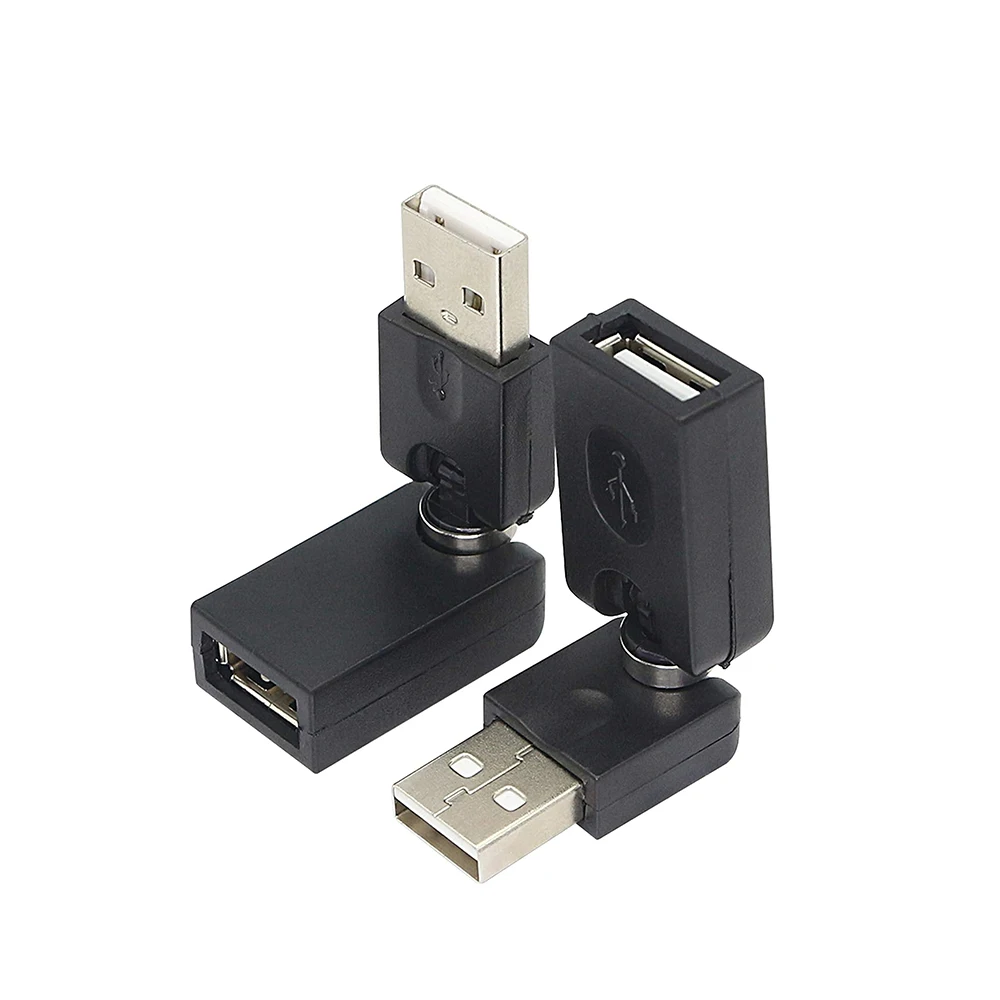 

2PCS Swivel USB Adapter Rotatable USB 2.0 Type A Male to Female Extension Connector 360 Degree Rotation Adjustable Adapter