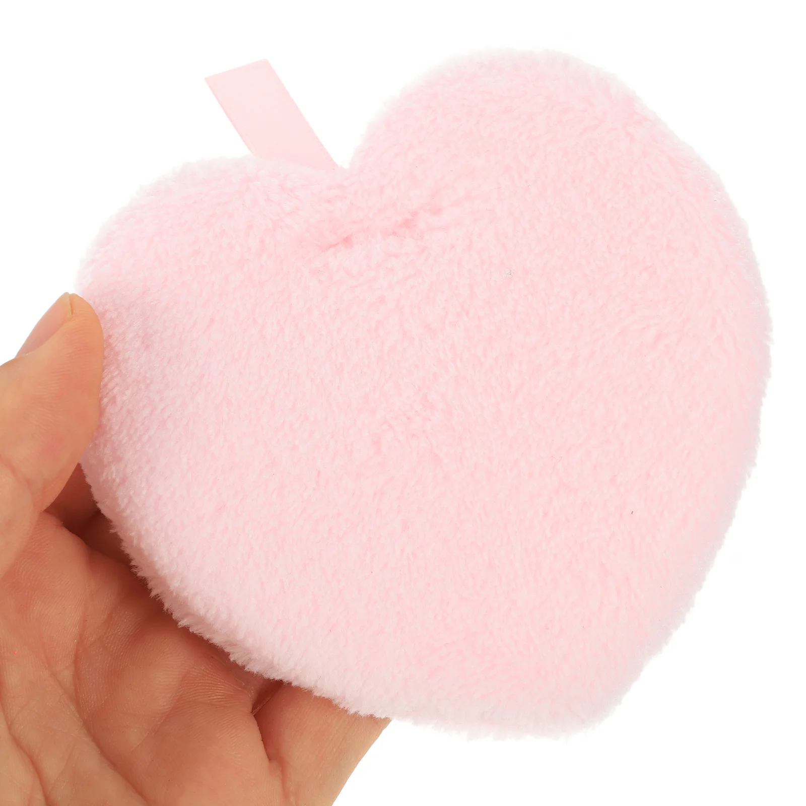 4pcs Powder Puff Soft Fiber Cotton Hearts Mini Breathable Portable Comfortable Ribbon Loose Round Makeup Removing