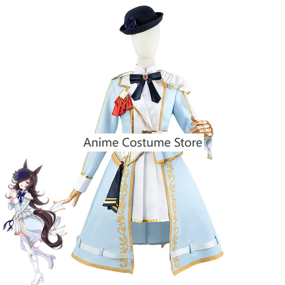 Anime Game Umamusume: Pretty Derby Rice Shower Cosplay Costume Blue Evening Dress Lolita Wig Woman Lovely Kawaii Carnival Suit