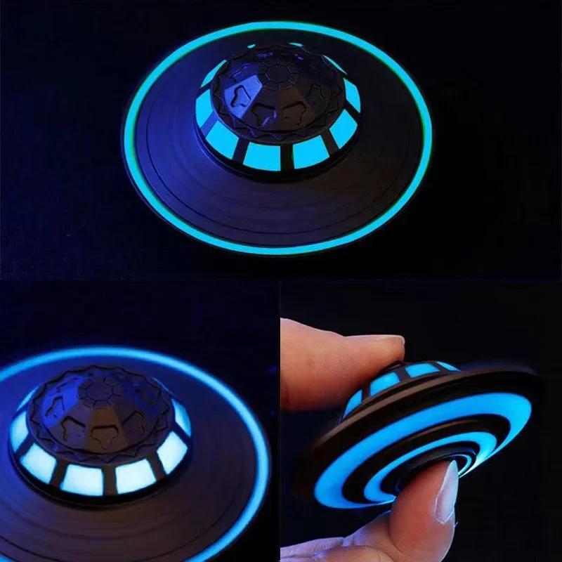 Cool Spaceship UFO Fidget Spinner EDC Metal Alloy Luminous Fingertip Gyroscope Relaxing Toys for Adults Children Anti Anxiety