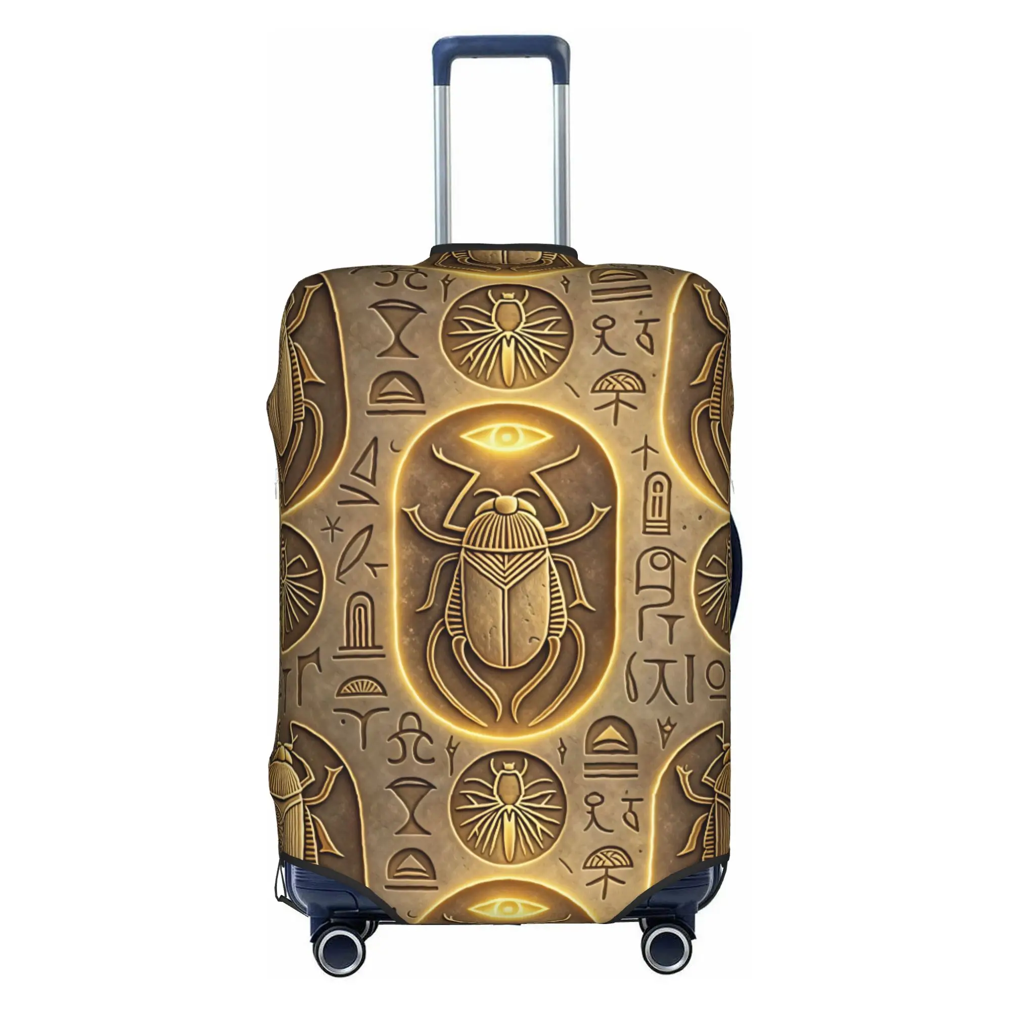 Egyptian Scarab Eye of Horus Luggage Cover Protector Funny Hieroglyphs Travel Suitcase Covers for 18-32 Inch