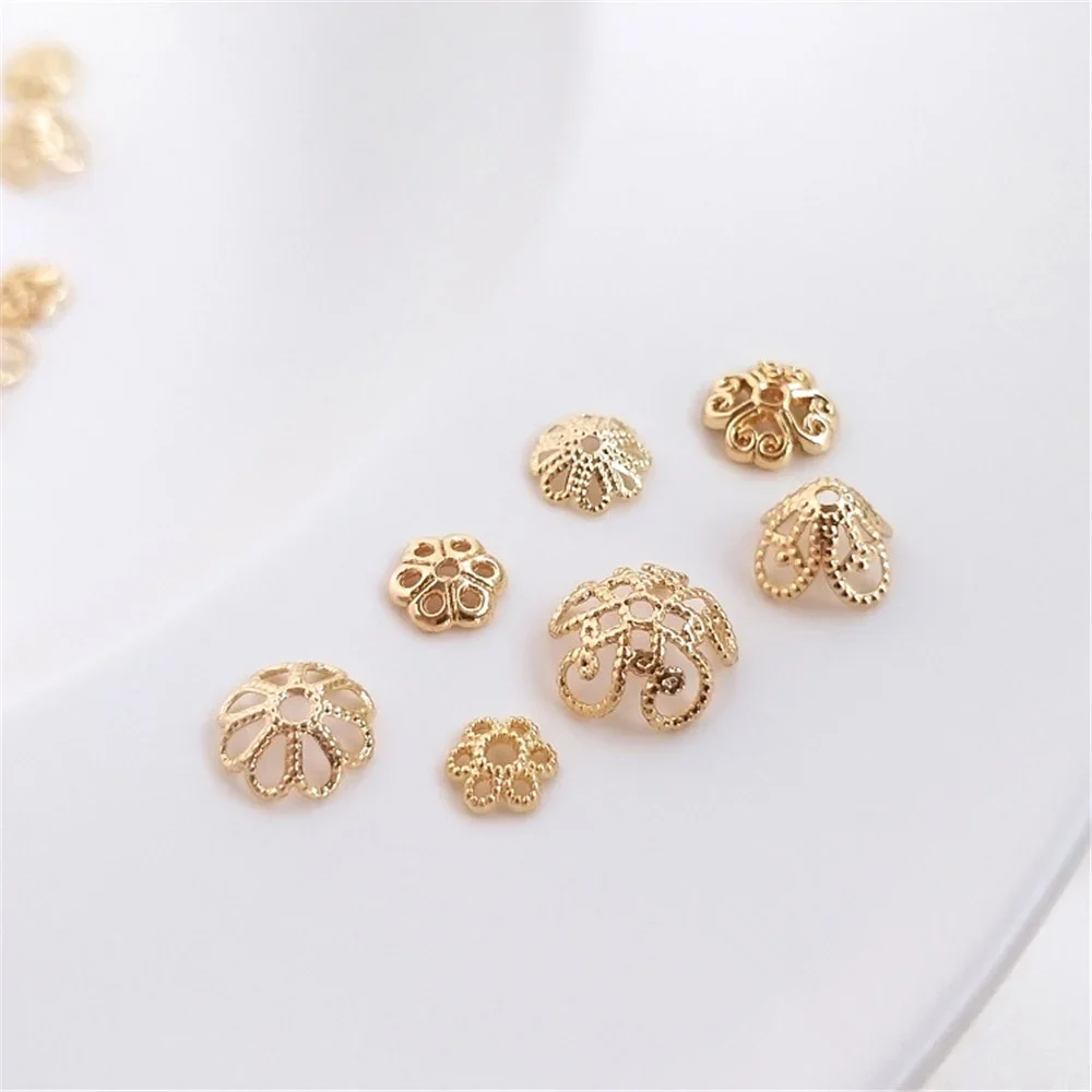 14K Gold Plating Hollow out flower holder hat bead holder bead DIY string first jewelry bracelet bead scattered bead accessories