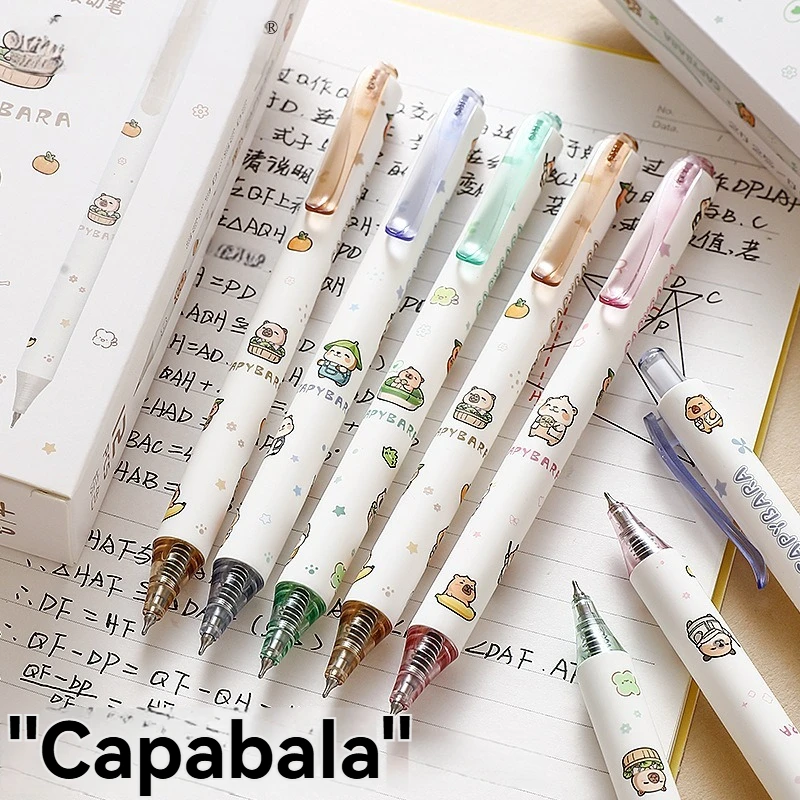 

12PC Gel Pen Capibala Press Neutral Pen Cute Cartoon Elementary School Students Quick drying Brush Question Pen Black Pen