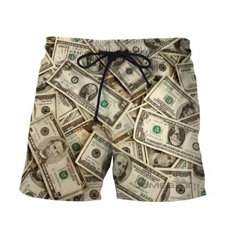 

New Men/Women Dollar 3D Printed Casual Shorts Fashion Streetwear Men Loose Sporting Shorts D013