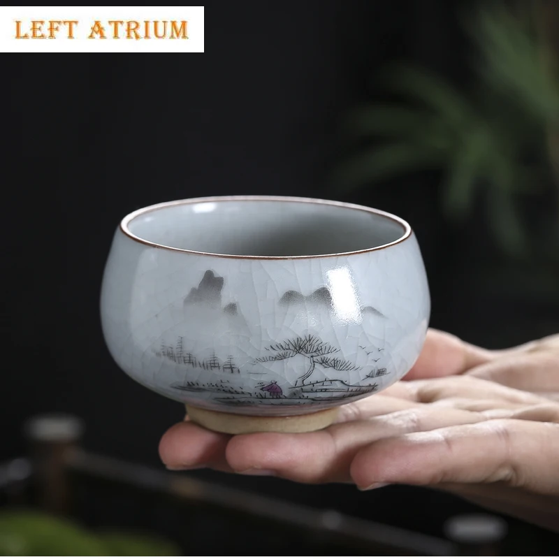 

Керамическая чайная чашка Boutique Ru Kiln с ручной росписью и цветами, чашка для медитации, дорожная чайная чаша, галстук Гуаньинь Пуэр, мастер-чашка, чайный сервиз, подарки