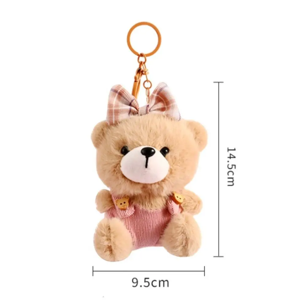 Lovely Animal Cute Bear Keychain Bow Decoration Cartoon Bag Pendant Furry Plush Stuffed Bear Dolls Kids