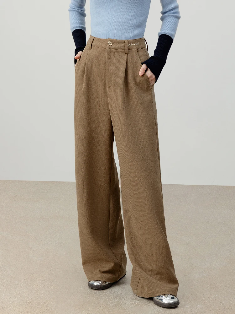 

Повседневные брюки с высокой талией и вышивкой, женские свободные прямые брюки трапециевидной формы, осенние новые удобные брюки из полиэстера