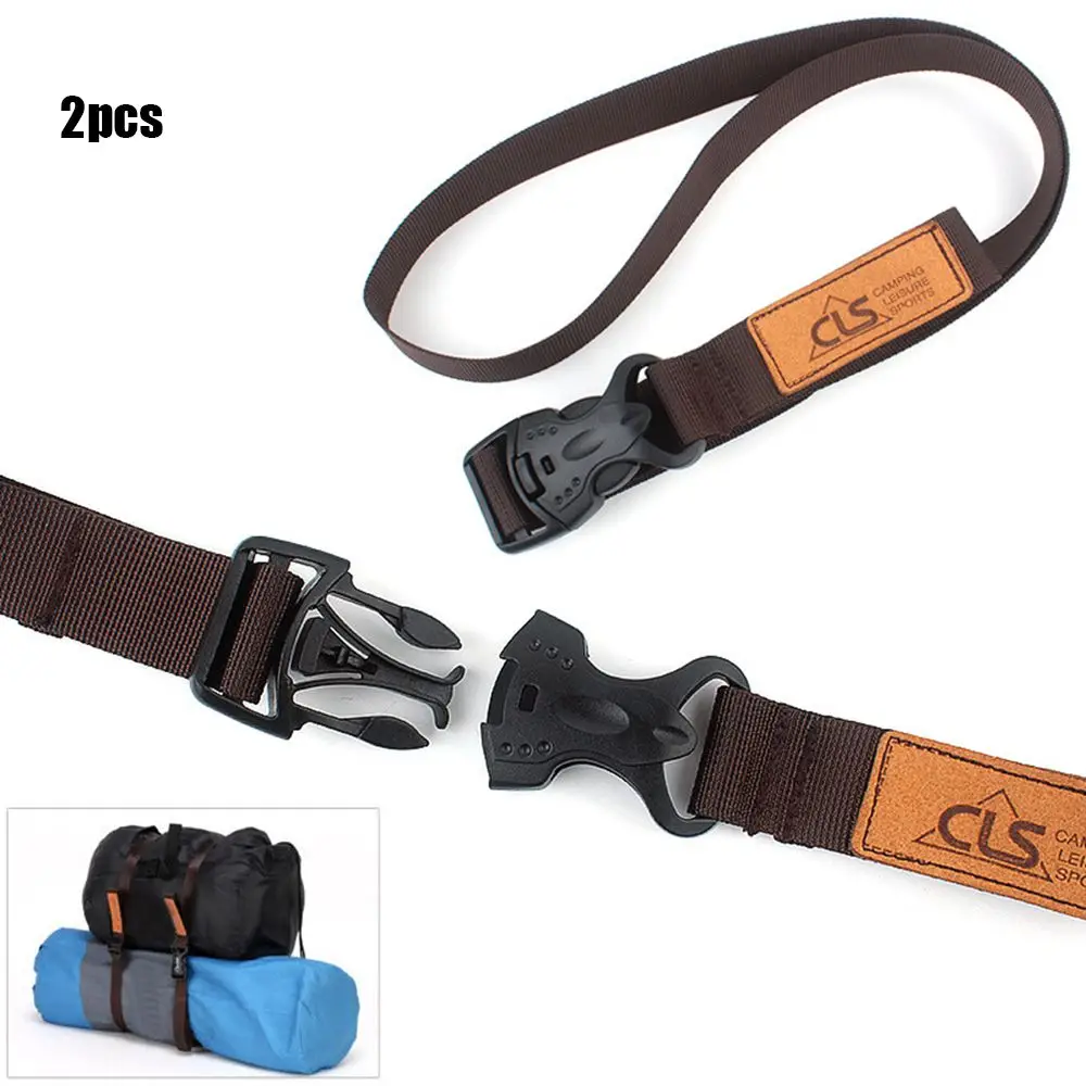 

2pcs Sleeping Bag Tighten Down Luggage Holder Outdoor Camping Tool Travel Tied Kits Belt Strap Baggage Strapping Belts Cargo Tie