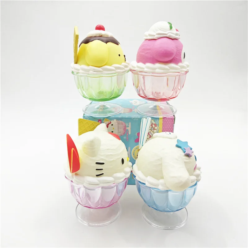 4Pcs Cute Sanrio Characters Cup Figures Pom Pom Purin My Melody Cinnamoroll Toy Desktop Ornament Anime Peripheral Gifts