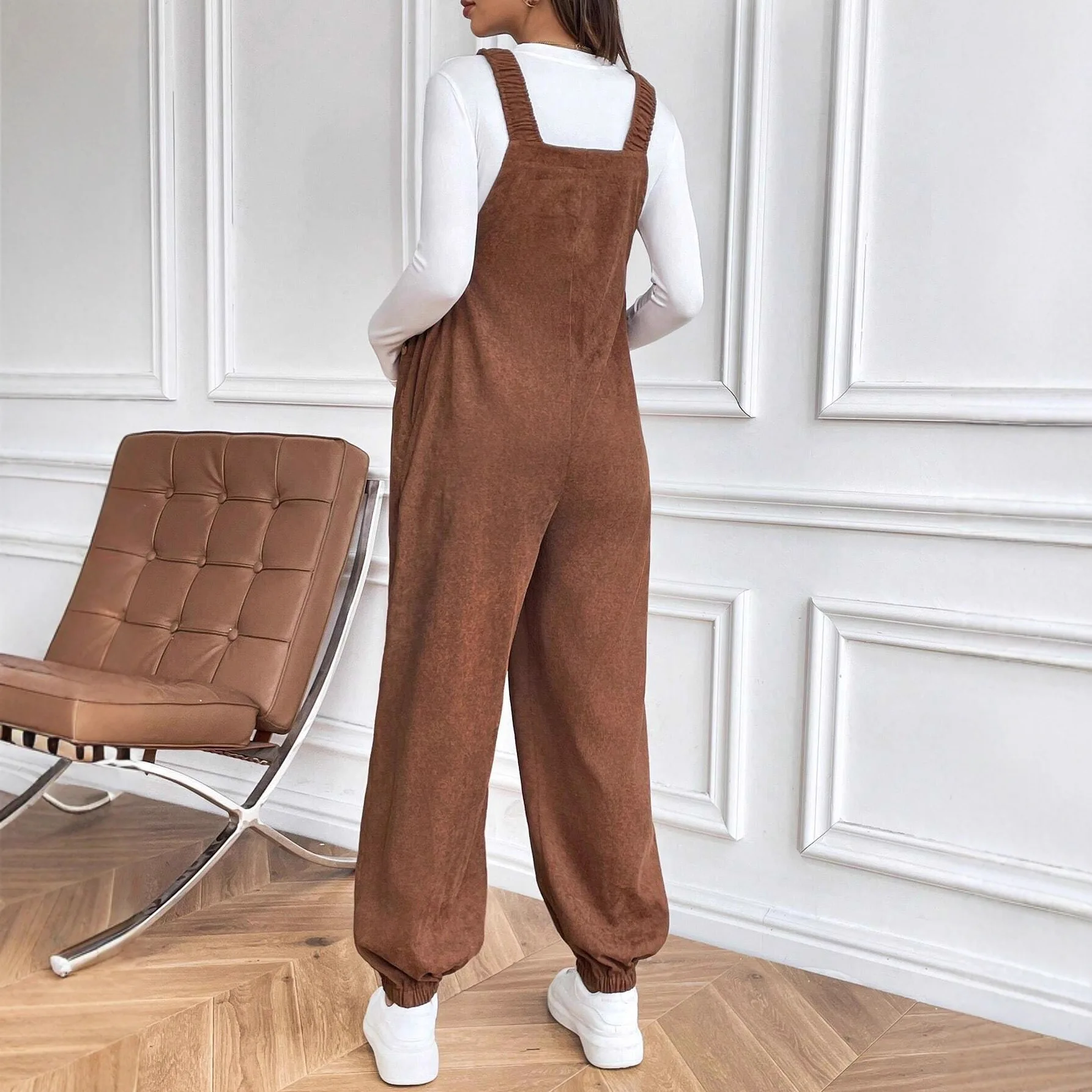 Autumn and Winter Maternity Clothing European and American Maternity Pants Waist Adjustable Fashion Loose Corduroy Overalls