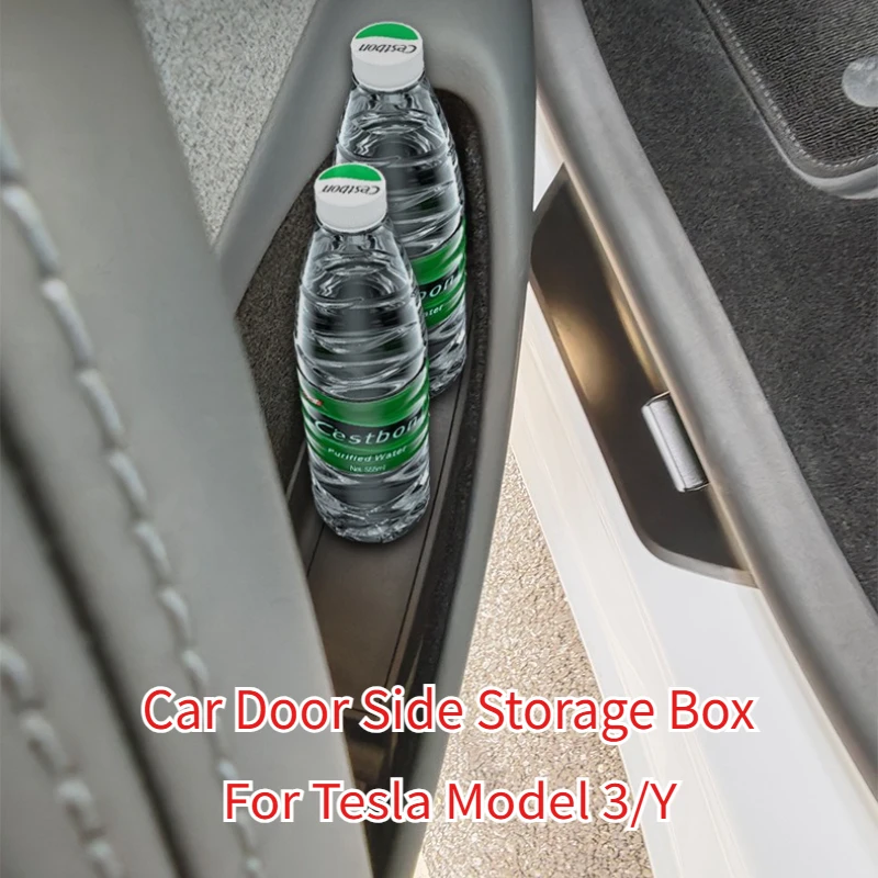 

Для Tesla Model 3/Y Juniper 2017-2025 ящик для хранения боковой двери автомобиля передняя и задняя дверная ручка из ТПЭ органайзер для хранения лоток аксессуары