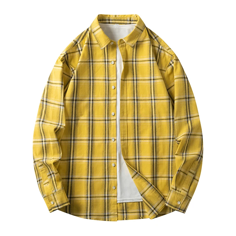 Männer Hemd Plaid 100% Baumwolle Flanell Langarm Oversize Lose Frühling Herbst Straße Casual Business Männlich Bequeme Kleid Hemd – Detail 10