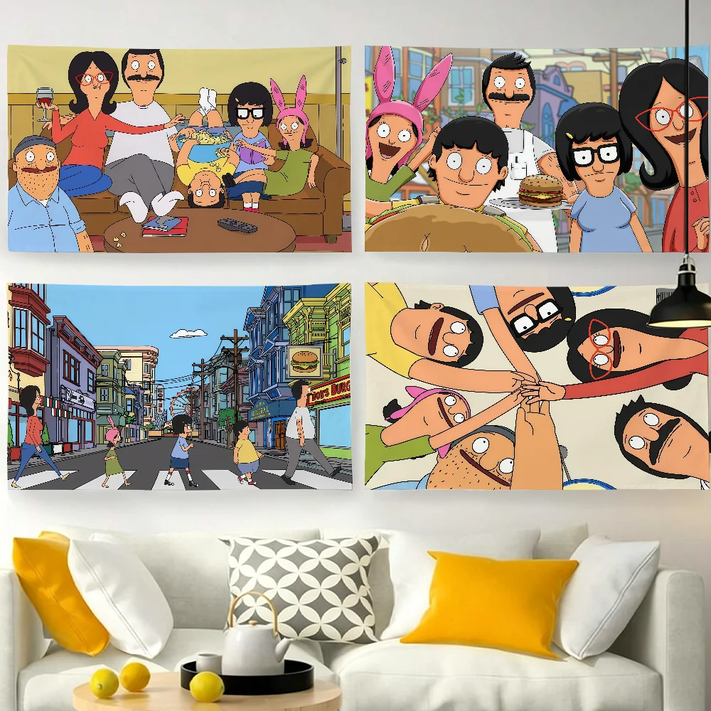 Cartoon B-Bob's B-Burgers-S flag For Garden Party Living Room Home Wall Decor Banner Bedroom Outdoor Tapestry
