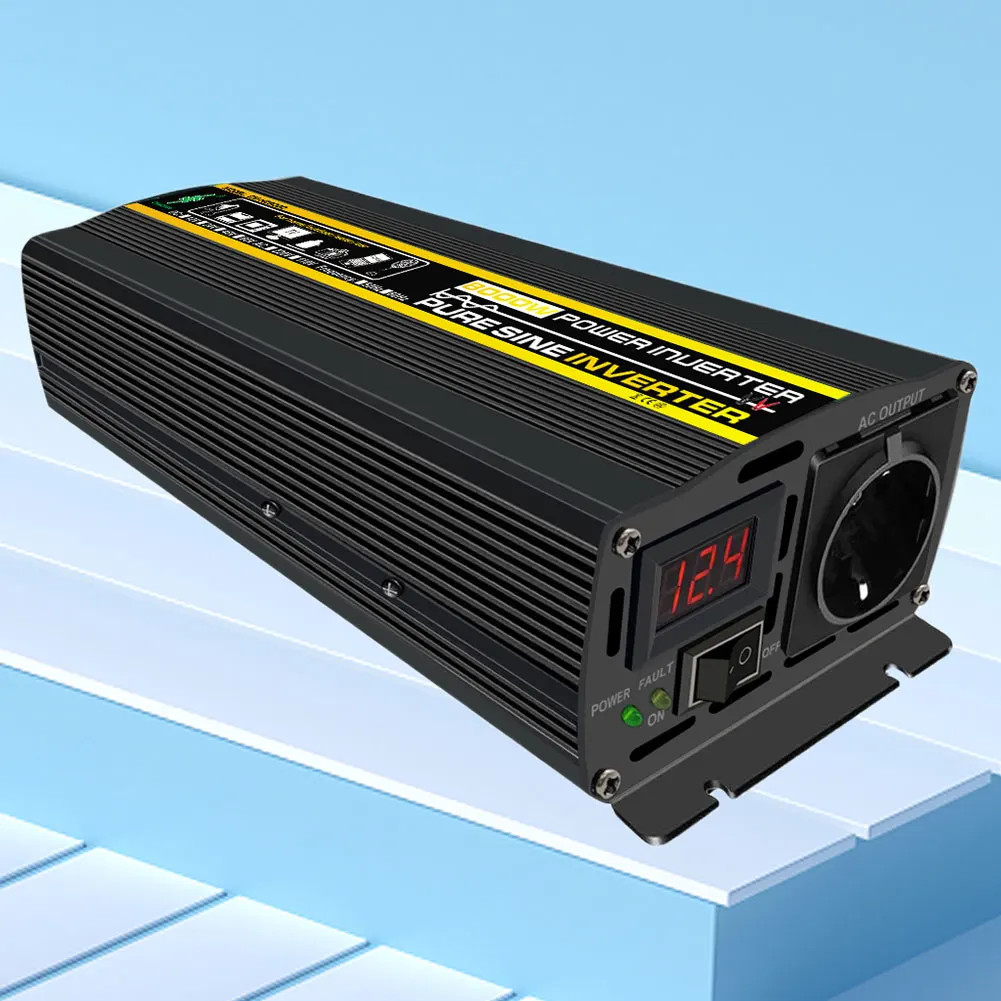 Digital Power Inverter Pure Sine Wave DC 12V To AC 220V Car Inverter Dual USB EU Plug 3000/4000/6000/8000W for Vehicle Appliance