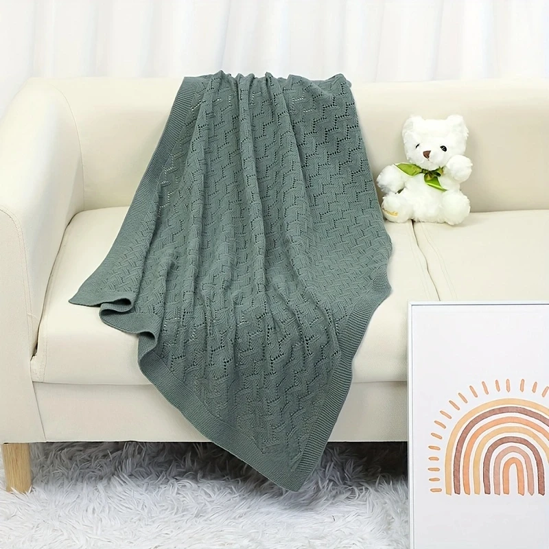 

Вязаное одеяло для молодежи, однотонное покрывало с кондиционером, одеяло для дома, вечеринки, легкий, дышащий