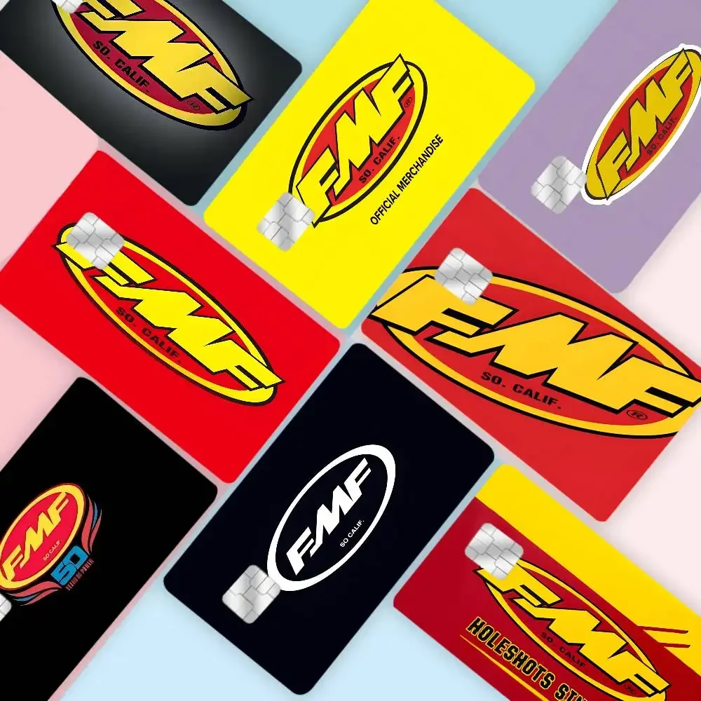 F-FMF Racing Logo Anime Cartoon Bear Skin Sticker Film Tape Case for Big Credit Debit Card Front Side