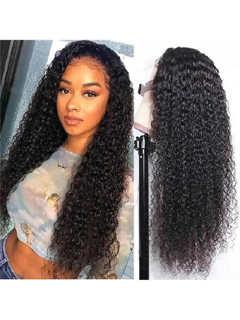 

4x4 Lace Front Wigs Human Hair Pre Plucked 180% Density Brazilian Wet and Wavy Human Hair Wigs for Black Women Curly Lace Wigs