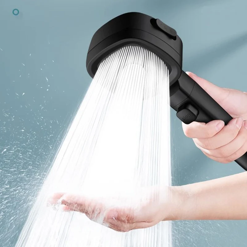 

High Pressure Shower Head Water Saving 3 Modes Replete for Shower Heads Adjustable One-Key Stop Water Massage Sprayer Bathroom