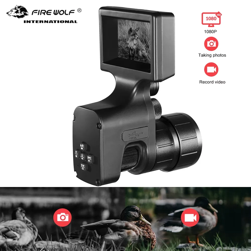 FIRE WOLF HD1080p Night vision device with/Wifi 200M Rang NV Riflescope IR Night vision Sight For hunting Trail Optical Camera