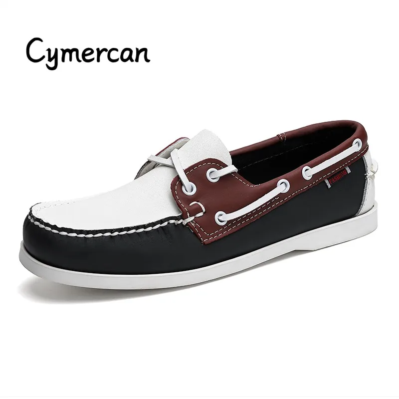 Genuine Leather Mens Causal Shoes Summer Comfy Lace-up Sneakers Shoes Luxury Brand Business Boat Shoes Mocassins Male Loafers