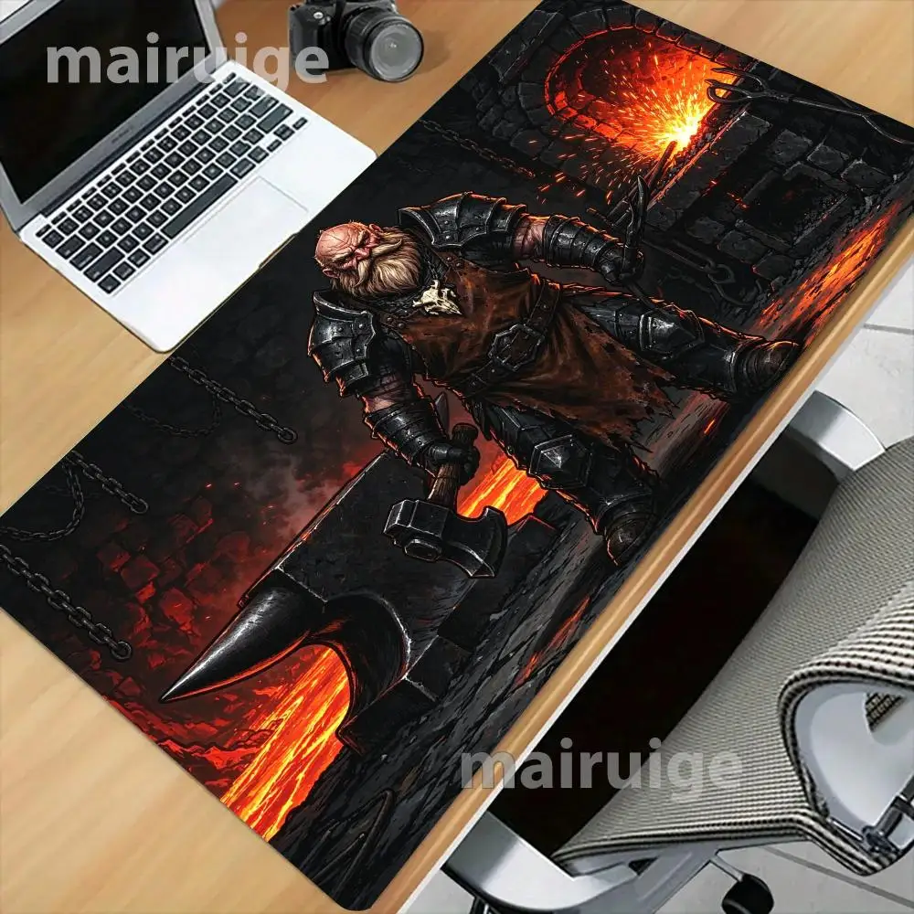 Gothic Castle Robed Reaper Desk Mat Non Slip Rubber Base Precision Tracking For Dark Style Office Decor
