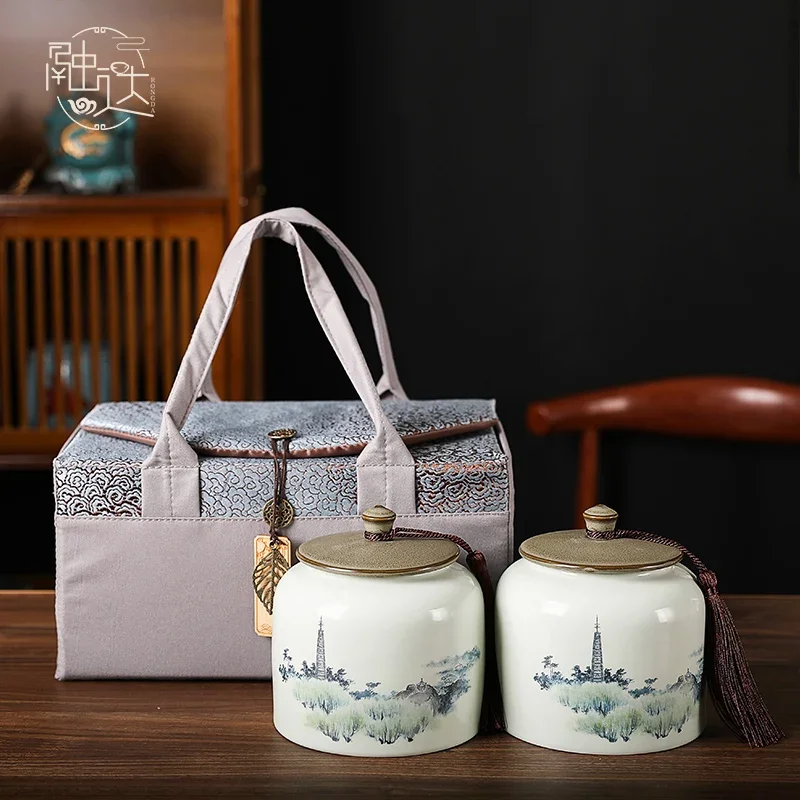 

Чайная банка упаковки пустая подарочная коробка китайский ретро керамический геометрический узор печать и крашение универсальный можно настроить с крышкой