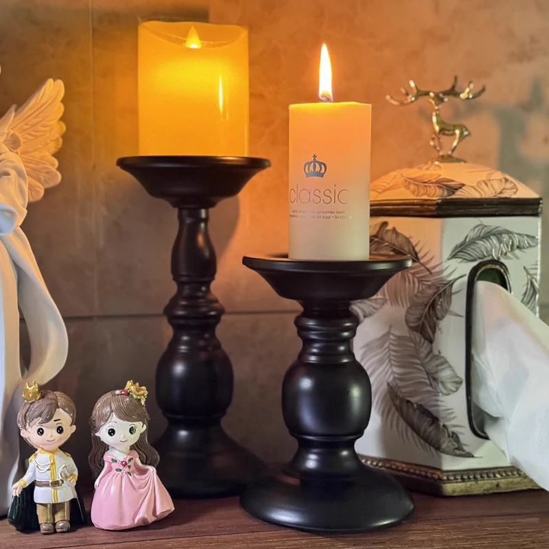 

European Style Black Iron Candle Holder Candlelight Dinner Candle Cup Table Decor Wedding Birthday Party Decoration Candlestick