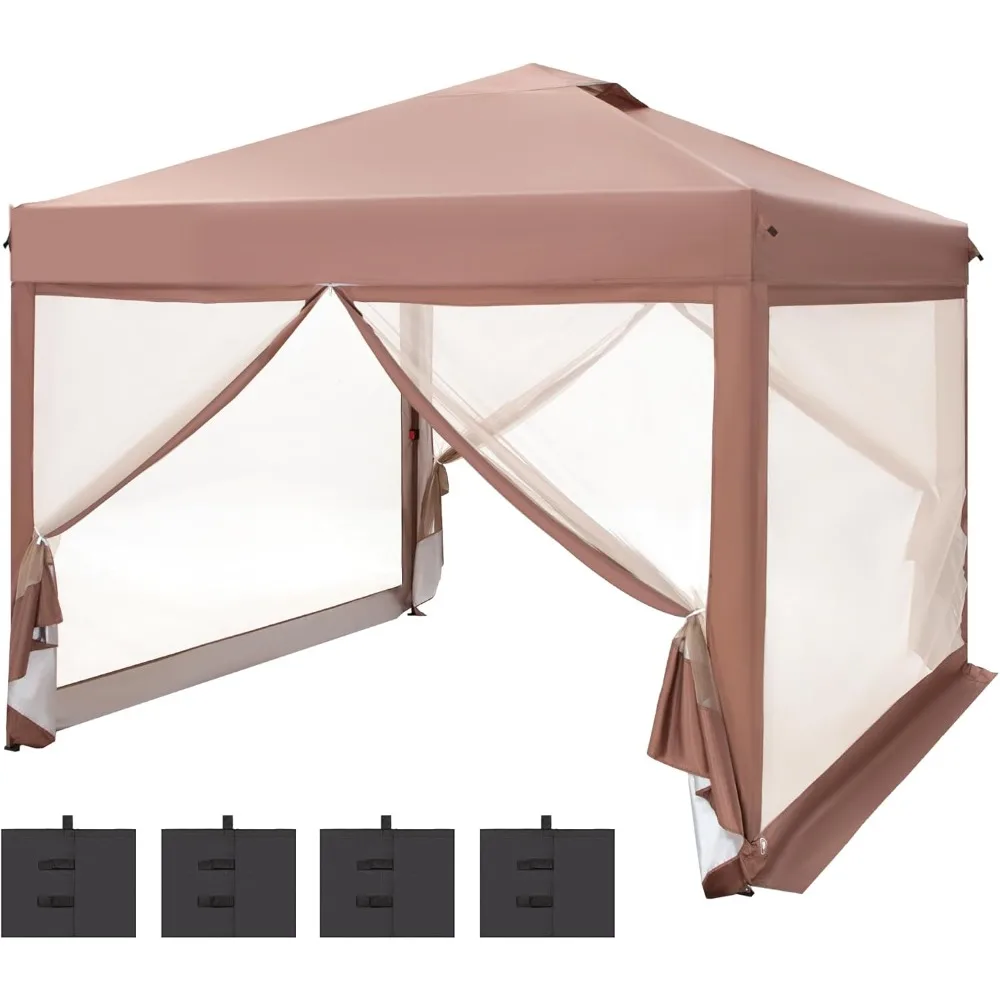 

10' x 10' Pop Up Canopy Tent with Netting, Instant Gazebo, Ez up Screen House Room with Carry Bag，Height Adjustable Freight free