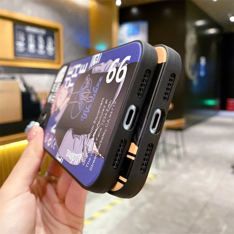 Jutsu-漫画のパターンを持つ黒いセーター付きジャケット,iPhone用カバー14 13 12 11 pro x xs max xr 7 8 plus se2 gotu