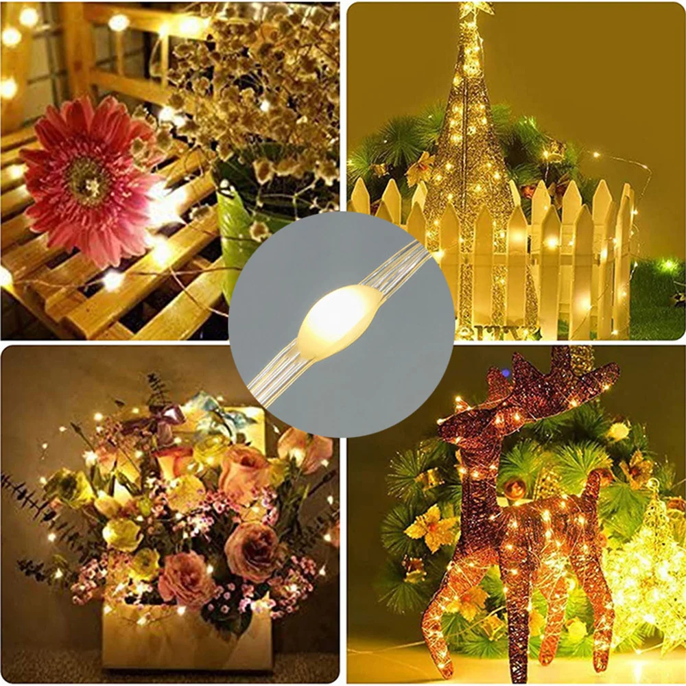 LED String Lights Waterproof Copper Wire Lights 8 Mode with Remote Control for Wedding Party Home Christmas Decoration