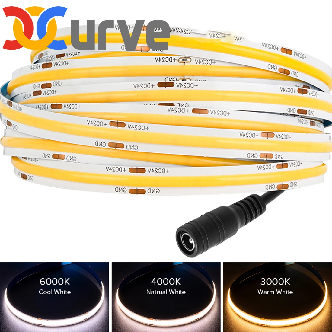 

Flexible COB FOB LED Strip Lights 5m Roll 1600 LEDs FCOB High Density Light Linear Warm Nature Cool White Dimmable DC12V DC24V