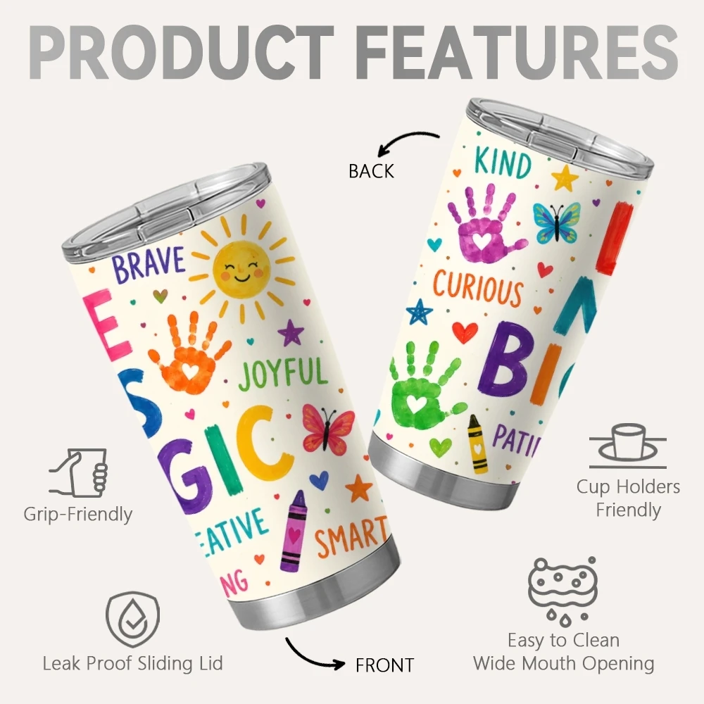 Cute Children's Drawings Vacuum Flasks 20oz Stainless Steel Travel Mug with 2 Lids & Reusable Straw Vacuum Insulated Coffee Cup