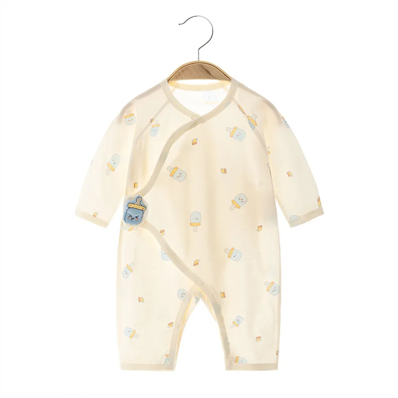 Sommer-Neugeborenen-Strampler Baby Baumwolle Dünne Nahtlose Kleidung Einteiler Langarm Baby Sommer Klimaanlagen-Kleidung