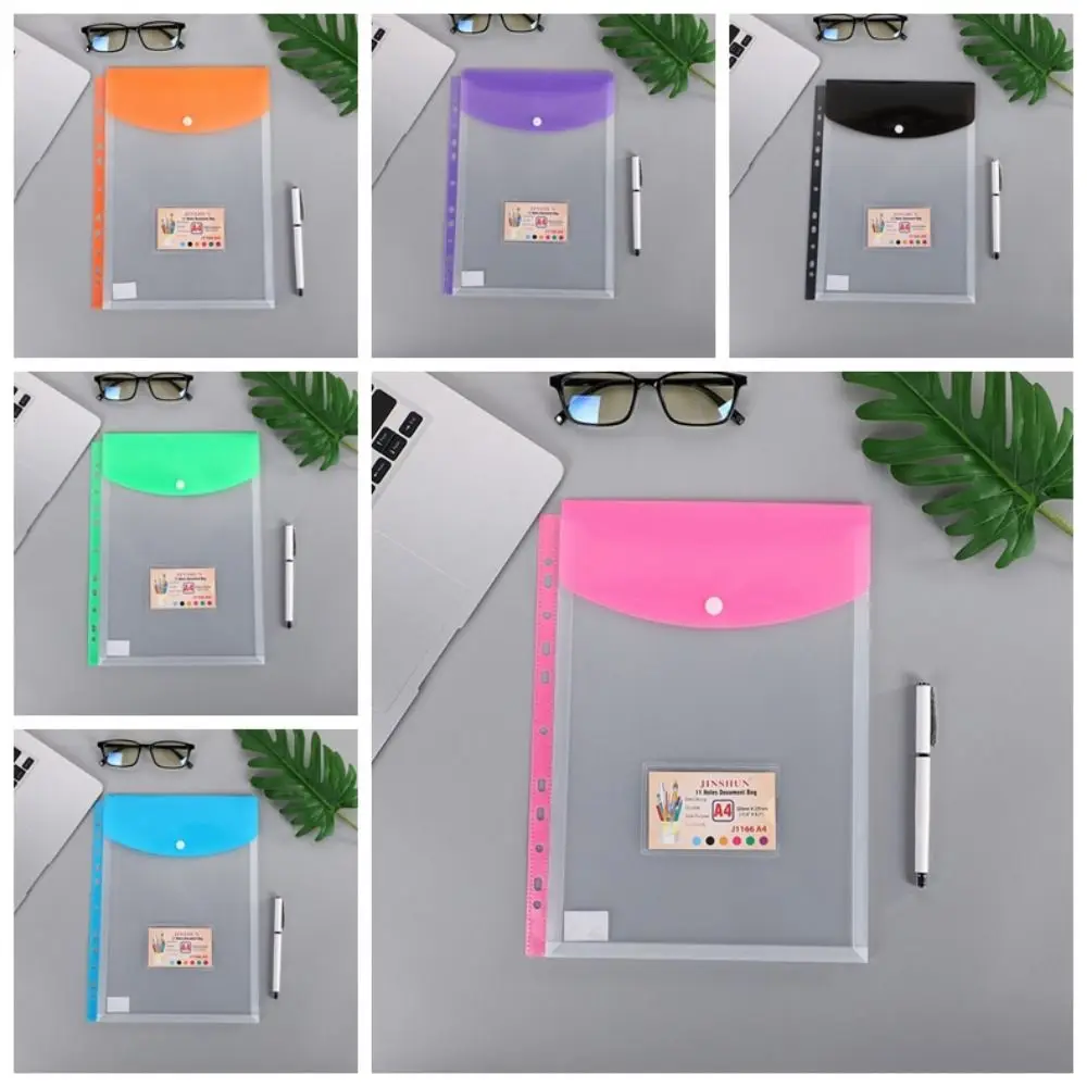 

Loose Leaf A4 Expandable Binder Pocket 11 Holes Transparent Binder Punched Pockets Colorful Waterproof Binder Cash Envelopes