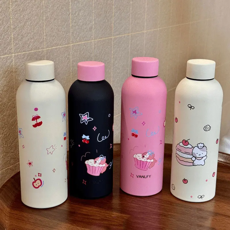 Neue paar thermoskanne tasse 500 ML große kapazität 304 edelstahl matt tragbare wasser tasse frauen hohe aussehen ebene zu senden