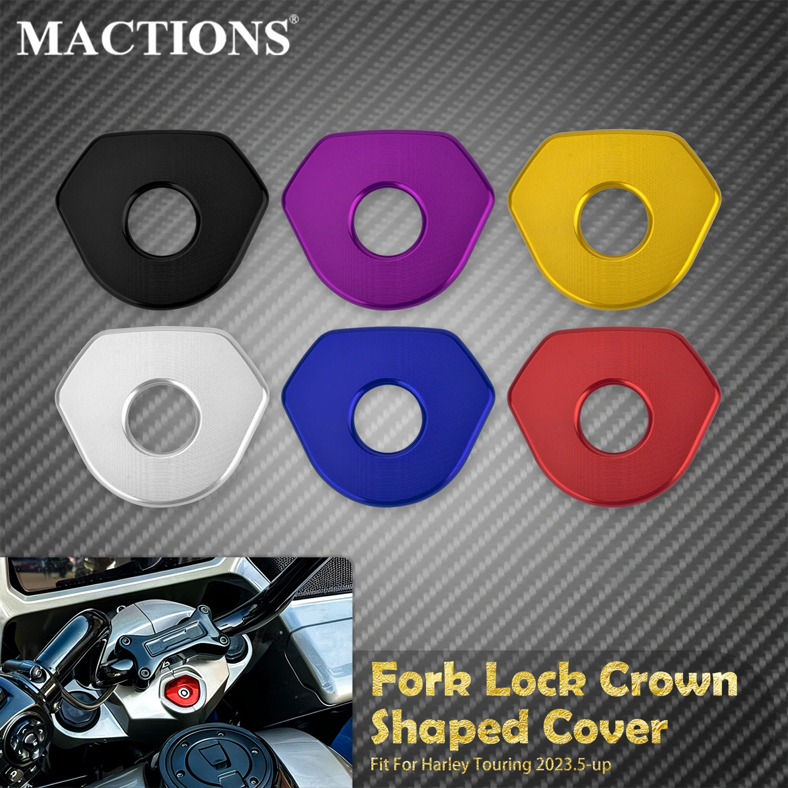 

Motorcycle Fork Lock Ignition Switch Cover Crown Shaped Cover For Harley Touring Street Electra Road Glide Road King 2023.5-Up