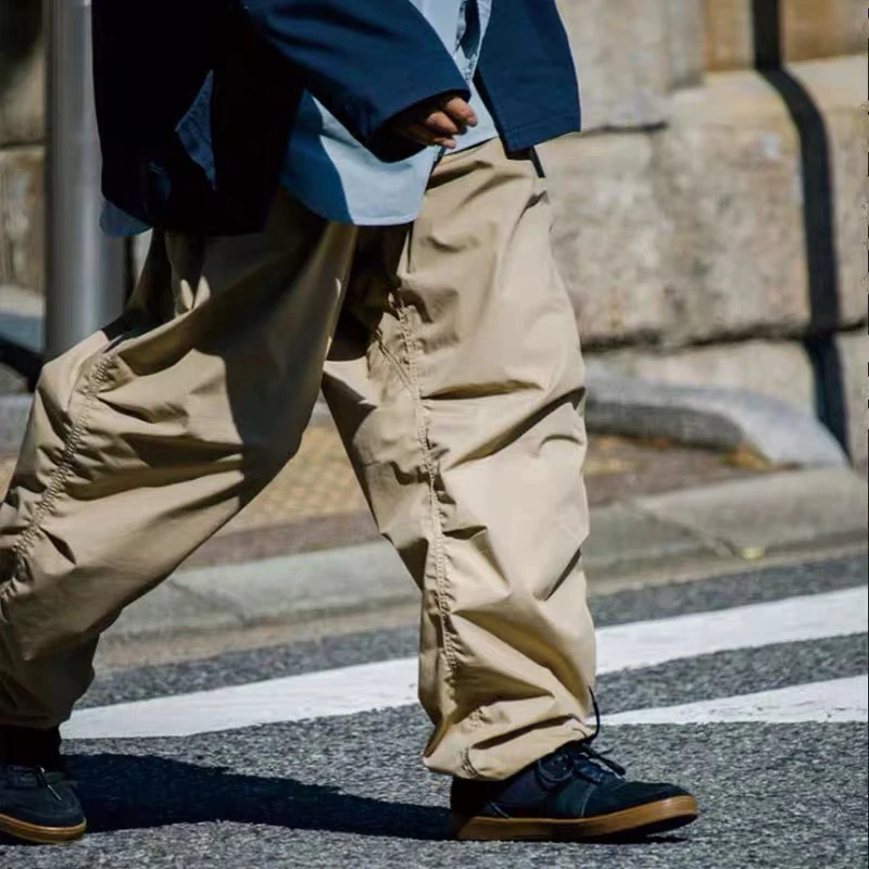 

Nana Outdoor Waterproof Loose Tapered Dstring Cuffed Casual Pants Youth ular Loose Fit mid Waist Long Trousers