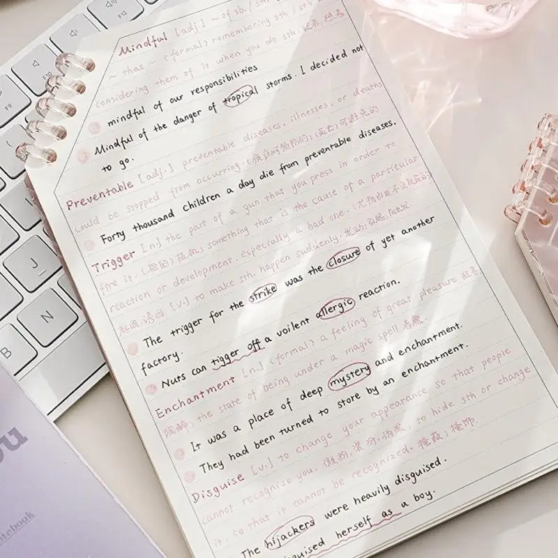 Creative Gradient Color Slant Flip Notebook Large Capacity A5 Loose-leaf Spiral Notebook Multi-functional Diary for Students