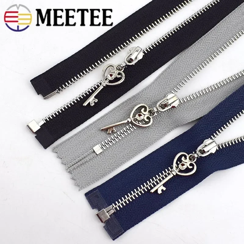 2/5Pcs 3# Metal Zipper 15-30cm Close-End 40-70cm Open-End DIY Silver Tooth Coat Decor Zippers for Sewing Garment Material