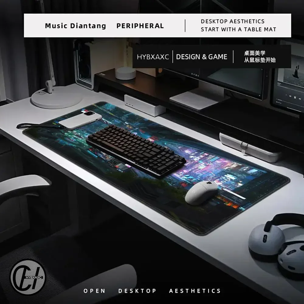 Future City Night Scene Science Fiction SF XXL Mouse Pad Large Computer Laptop Non-slip Office Keyboard Mats Desk Mat Mousepad