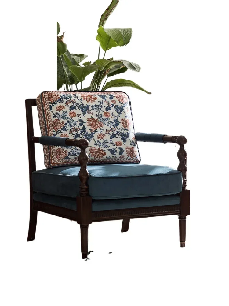 

sofa chair, leisure chair fabric, solid wood leather bedroom, balcony retro