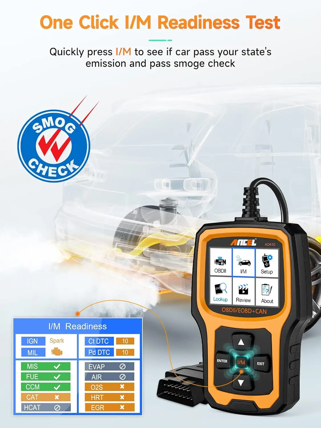 أداة تشخيص قارئ الرمز AD410 obd-ii للسيارات والشاحنات مع دعم اختبار البطارية