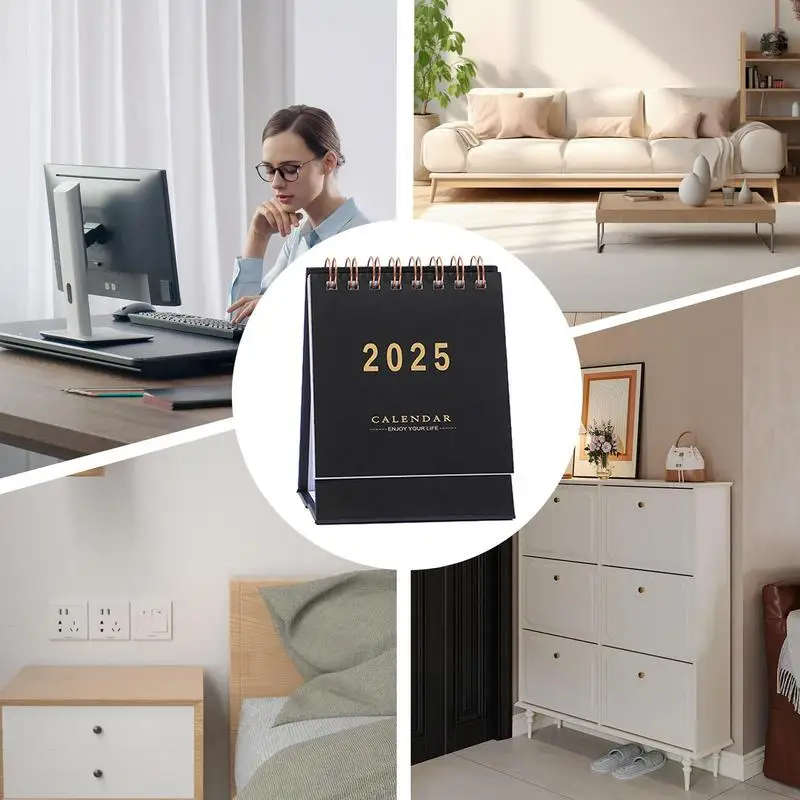 ปฏิทินตั้งโต๊ะแบบตั้งได้ปฏิทินทำงาน2025โต๊ะพับได้ม้วนปฏิทินวางแผนรายวันส่วนบุคคลสำหรับการจัดระเบียบที่ง่าย