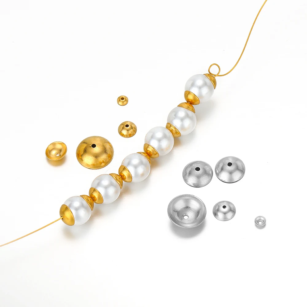 

50/100pcs Nickel-free 304Stainless Steel 3-10mm Bead Caps Gold Spacer Beads for DIY Jewelry Bracelet Necklace Making Supplies