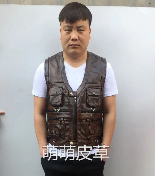 

2023 Men's Leather Vest Autumn and Winter Leisure Outdoor