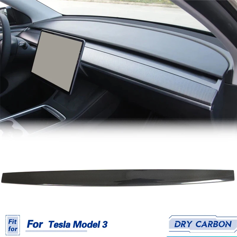 Car Center Console Dashboard Panel Cover Trim Prepreg Dry Carbon for Tesla Model 3 Y 2021-2023 Center Console Panel Trim LHD