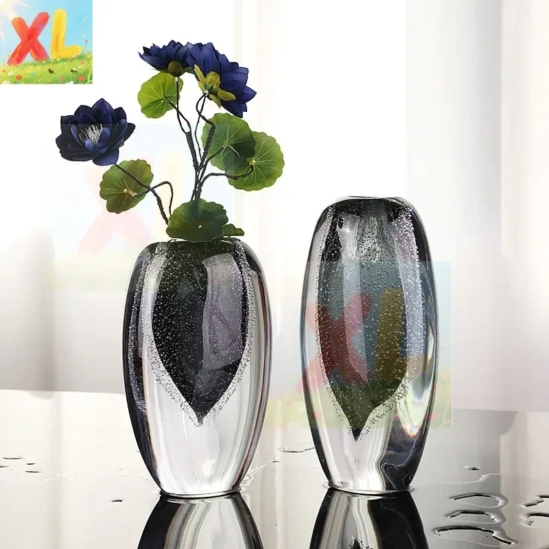 

Modern minimalist art glazed glass vase light luxury living room desktop creative flower arrangement model room soft decoration