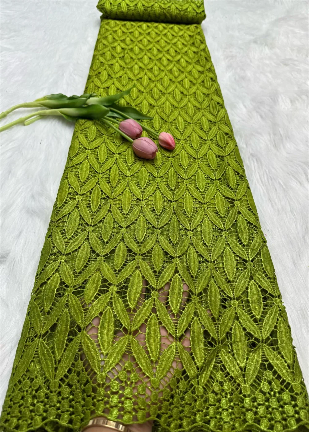 

5Yards African Guipure Cord Lace Fabric with Sequins 2025 High Quality Nigerian Guipure Cord Lace for Sewing Wedding Dress H69-1